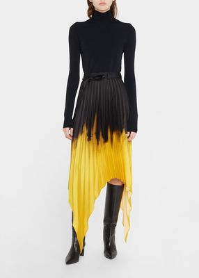 Yellow Dusk Pleated Asymmetric Midi Skirt