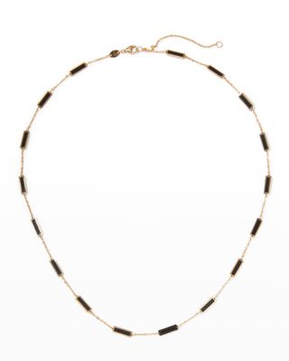 Yellow Gold 17-Stations Black Onyx Necklace