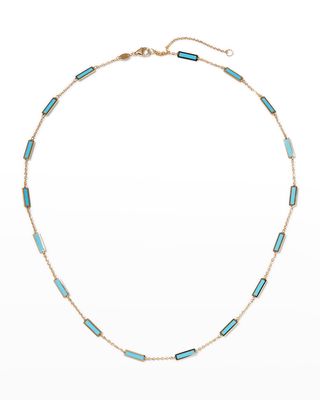 Yellow Gold 17-Stations Turquoise Necklace