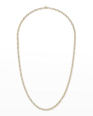 Yellow Gold Almond Link Chain, 28"L