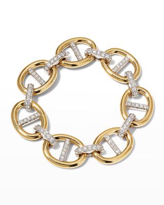 Yellow Gold and White Gold Diamond Chain Bracelet