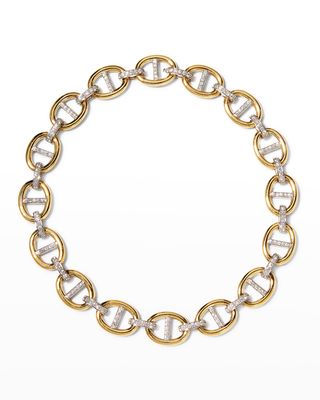 Yellow Gold and White Gold Diamond Chain Necklace