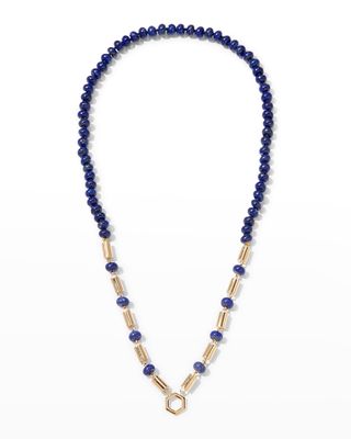Yellow Gold Baht Chain with Lapis