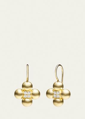 Yellow Gold Bead Sequence Earrings With Diamonds