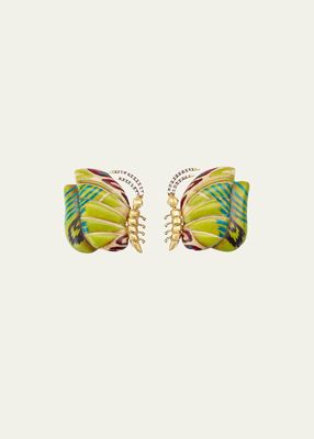 Yellow Gold Butterfly Earrings with Diamonds