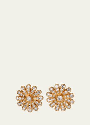 Yellow Gold Daisy Diamond Earrings