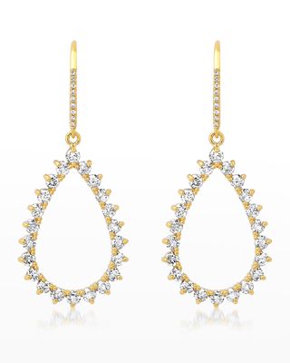 Yellow Gold Diamond 3-Prong Teardrop Earrings