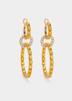 Yellow Gold Diamond and Yellow Sapphire Earrings from Hoops Collection
