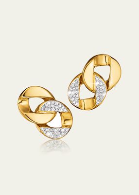 Yellow Gold Diamond "Curb-Link" Earclips