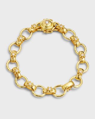 Yellow Gold Diamond Daisy Link Bracelet
