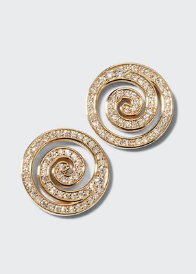 Yellow Gold Diamond Spiral Stud Earrings