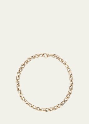 Yellow Gold Drop Link Collier Necklace with Diamonds