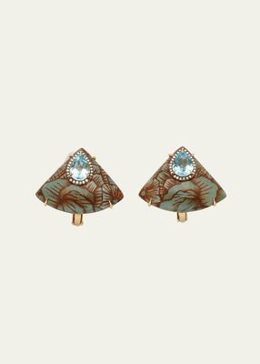 Yellow Gold Earrings with Diamond and Blue Topaz