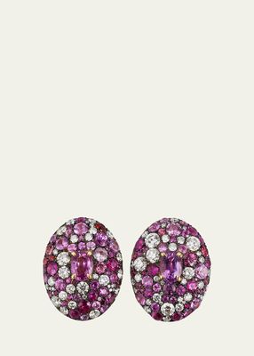 Yellow Gold Earrings with Pink Sapphires and Diamonds