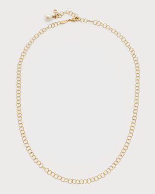 Yellow Gold Freshwater Pearl Adjustable Necklace