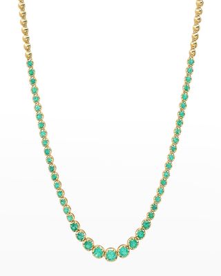 Yellow Gold Graduated Emerald Tennis Necklace
