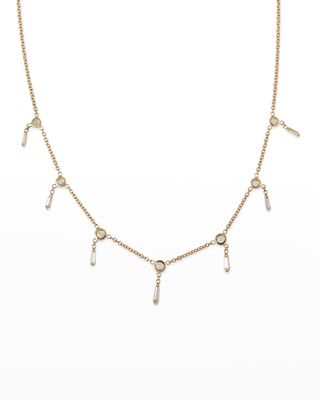 Yellow Gold Half-Shaker Baguette Necklace