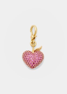 Yellow Gold Heart Charm with Rubies