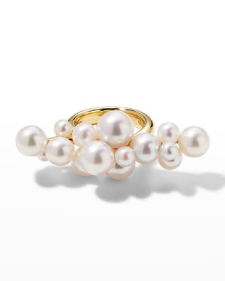 Yellow Gold Japanese 4-9mm Bubble Pearl Ring