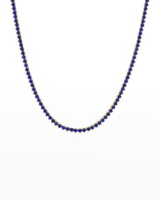 Yellow Gold Lapis Lazuli Tennis Necklace
