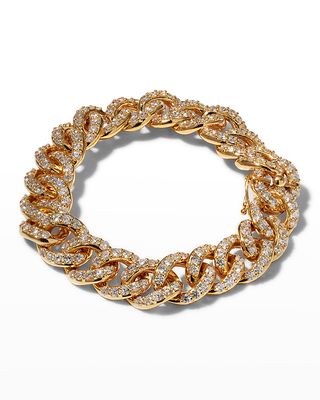 Yellow Gold Link Bracelet with Pave Diamonds