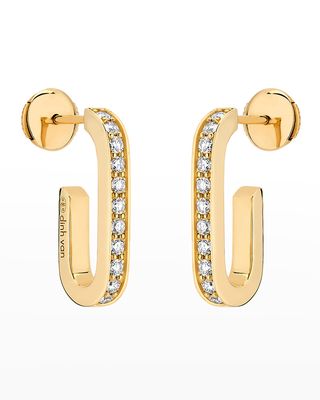 Yellow Gold Maillion Large Diamond Link Earrings