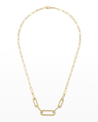 Yellow Gold Maillion Large Diamond Link Necklace