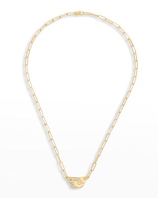 Yellow Gold Menottes R10 Medium Chain Necklace with 1 Side Diamond