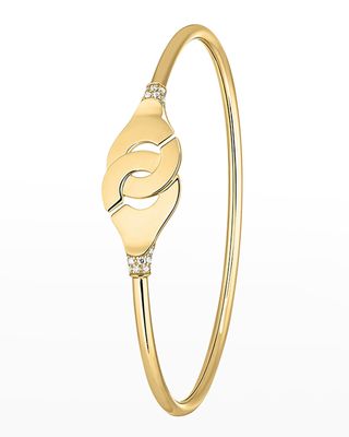 Yellow Gold Menottes R12 Flex Bracelet with Diamond Shoulders