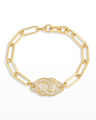 Yellow Gold Menottes R15 Extra-Large Bracelet with Full Diamonds