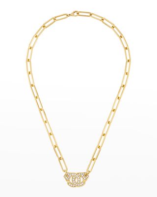 Yellow Gold Menottes R15 Extra-Large Chain Necklace with Diamonds
