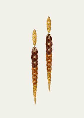 Yellow Gold Merveilles Icicle Earrings with Garnet