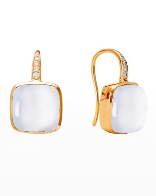 Yellow Gold Moon Quartz Sugarloaf Candy Earrings with Champagne Diamonds