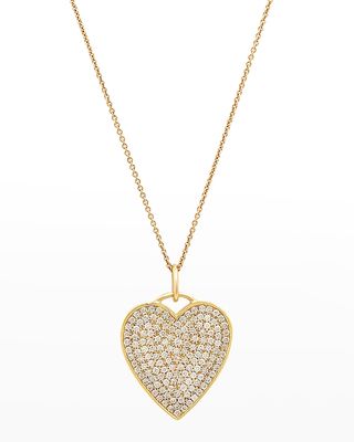 Yellow Gold Pave Diamond Heart Pendant Necklace