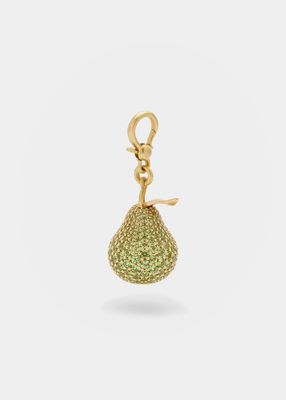 Yellow Gold Pear Charm with Tsavorite
