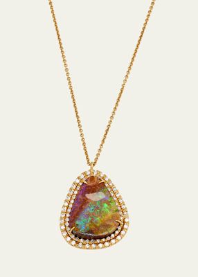 Yellow Gold Pendant with Opal and Diamonds