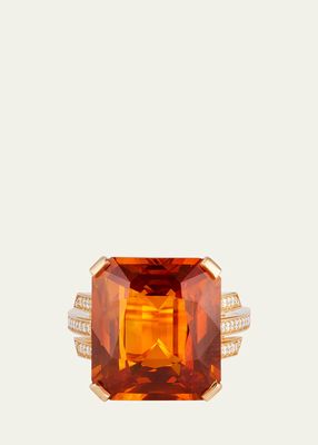 Yellow Gold Ring with Orange Sapphire and Diamonds