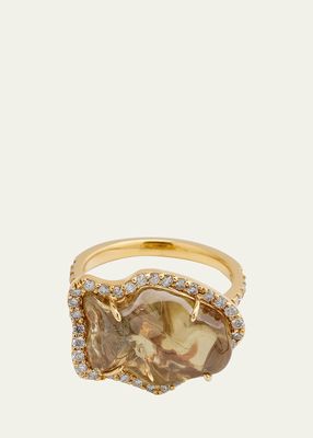 Yellow Gold Ring with Yellow Sapphire and Diamonds