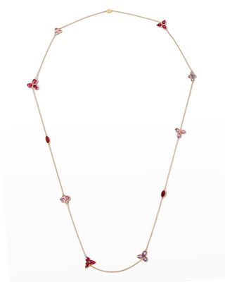 Yellow Gold Sapphire, Ruby and Diamond Necklace