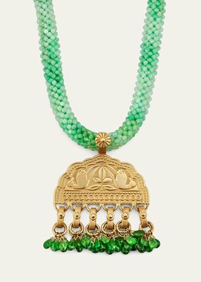 Yellow Gold Silk Road Necklace with Diamonds and Tsavorite
