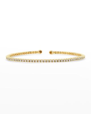 Yellow Gold Small 4-Prong Diamond Cuff Bracelet