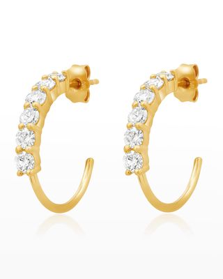 Yellow Gold Small 4-Prong Diamond Hoop Earrings