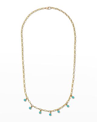 Yellow Gold Small Edith Large Turquoise Bezel Necklace
