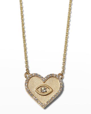 Yellow Gold Small Heart Necklace with Marquise Eye