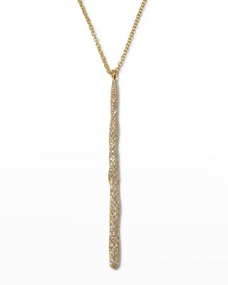 Yellow Gold Stardust Long Pave Squiggle Stick Pendant Necklace with Diamonds, 16-18"L