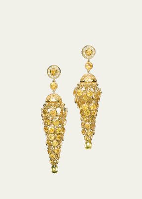 Yellow Gold Sultane Earrings With Yellow Sapphires and Diamonds