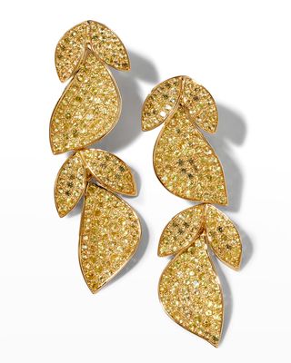 Yellow Gold Yellow Sapphire Leaf Earrings