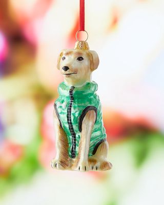 Yellow Lab in Puffer Coat Christmas Ornament