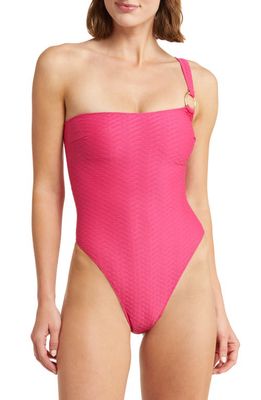 YELLOW THE LABEL Dionne Textured One-Piece Swimsuit in Fuchsia