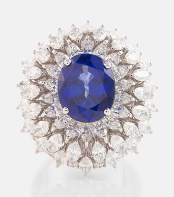 Yeprem Reign Supreme 18kt white gold ring with sapphire and diamonds